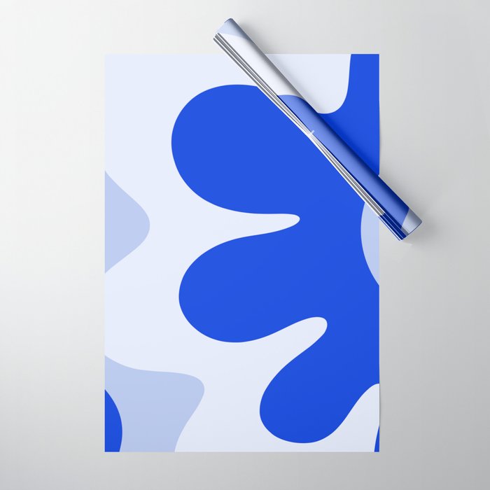 Happy Flower Retro Vibe Royal Blue and Light Blue Wrapping Paper Gallery Image 1