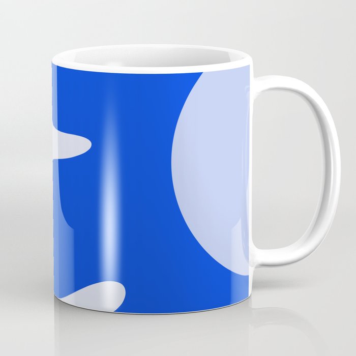 Happy Flower Retro Vibe Royal Blue and Light Blue Coffee Mug Gallery Image 1