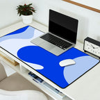 Happy Flower Retro Vibe Royal Blue and Light Blue Desk Mat Gallery Image 2