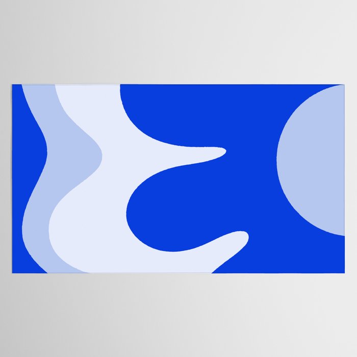 Happy Flower Retro Vibe Royal Blue and Light Blue Tablecloth Gallery Image 2