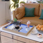 Happy Flower Retro Vibe Royal Blue and Light Blue Serving Tray Gallery Image 2