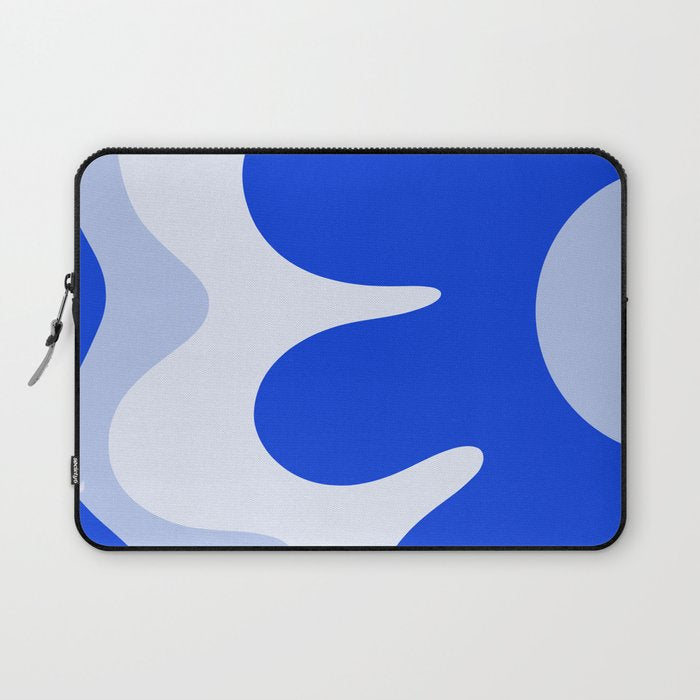 Happy Flower Retro Vibe Royal Blue and Light Blue Laptop Sleeve Gallery Image 1