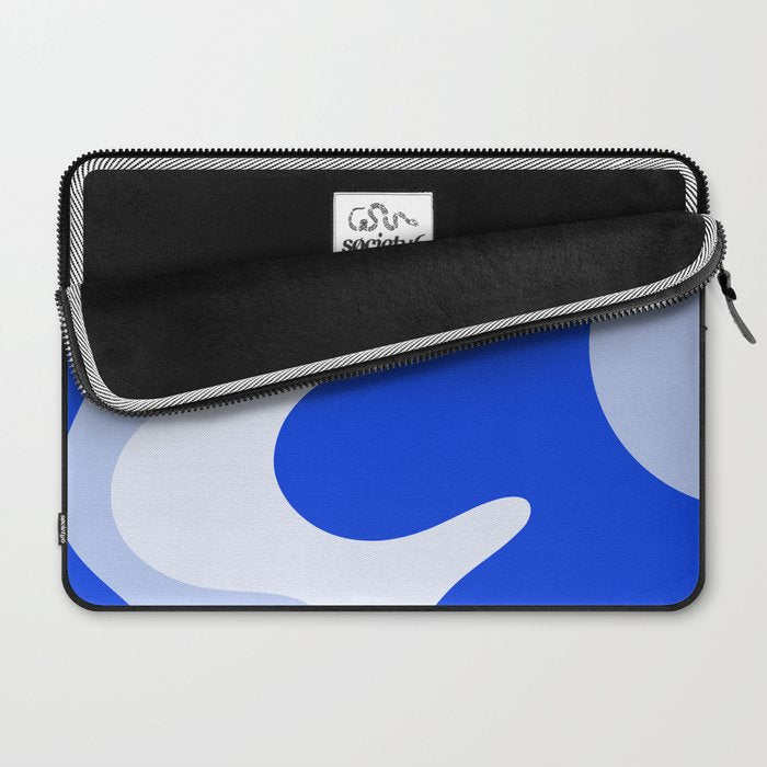 Happy Flower Retro Vibe Royal Blue and Light Blue Laptop Sleeve Gallery Image 2