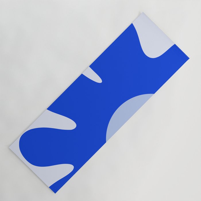 Happy Flower Retro Vibe Royal Blue and Light Blue Yoga Mat Gallery Image 1