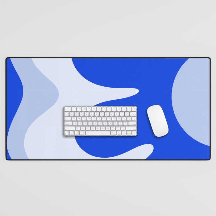 Happy Flower Retro Vibe Royal Blue and Light Blue Desk Mat Gallery Image 1