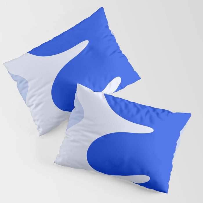 Happy Flower Retro Vibe Royal Blue and Light Blue Pillow Sham Gallery Image 3