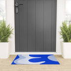 Happy Flower Retro Vibe Royal Blue and Light Blue Welcome Mat Gallery Image 3