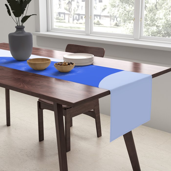 Happy Flower Retro Vibe Royal Blue and Light Blue Table Runner Gallery Image 2