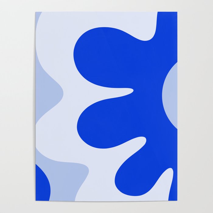 Happy Flower Retro Vibe Royal Blue and Light Blue Poster Gallery Image 4