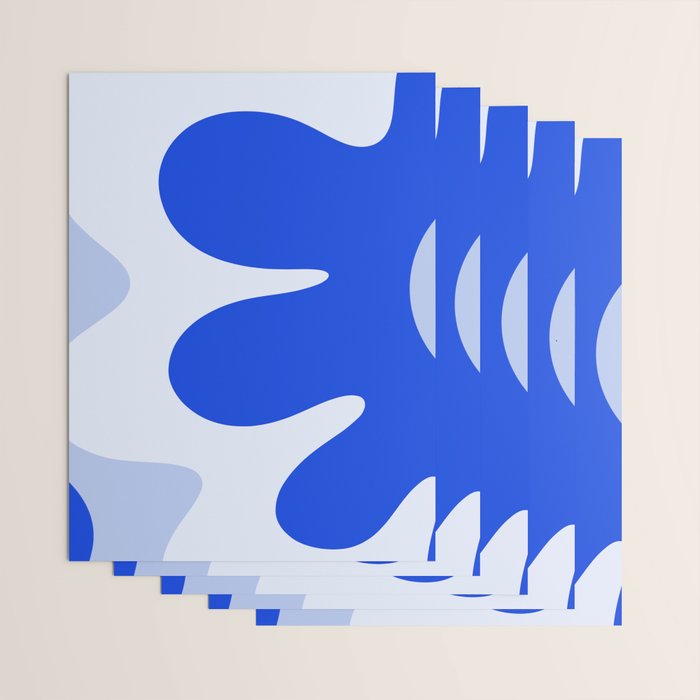 Happy Flower Retro Vibe Royal Blue and Light Blue Wrapping Paper Gallery Image 3