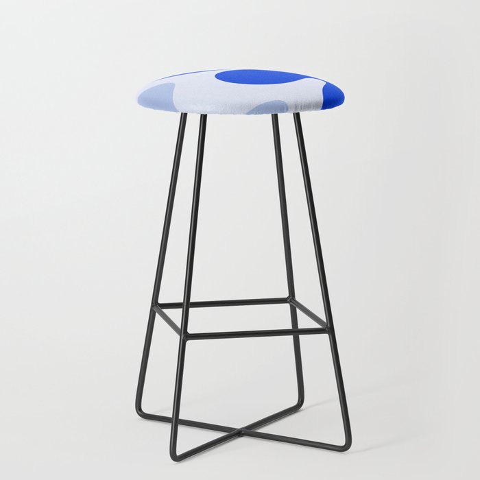 Happy Flower Retro Vibe Royal Blue and Light Blue Stool Gallery Image 1