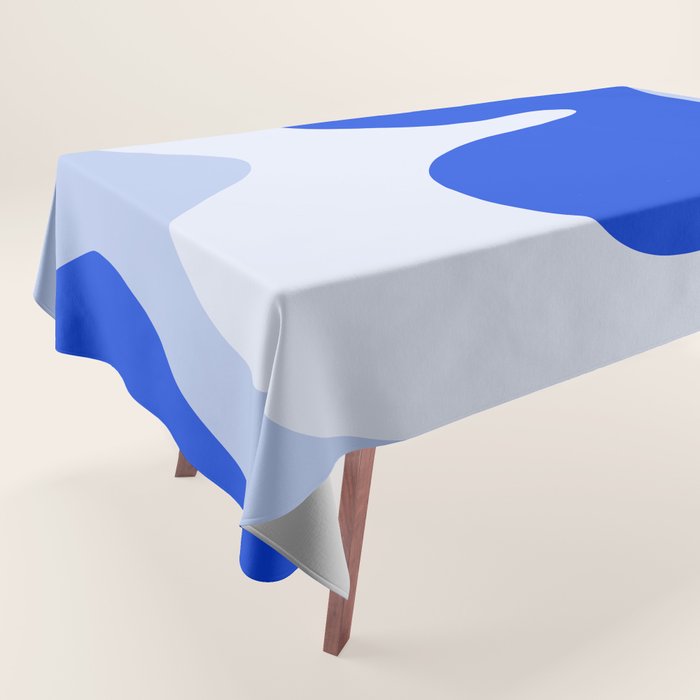 Happy Flower Retro Vibe Royal Blue and Light Blue Tablecloth Gallery Image 1