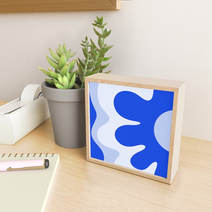 Happy Flower Retro Vibe Royal Blue and Light Blue Mini Art Print Gallery Image 2