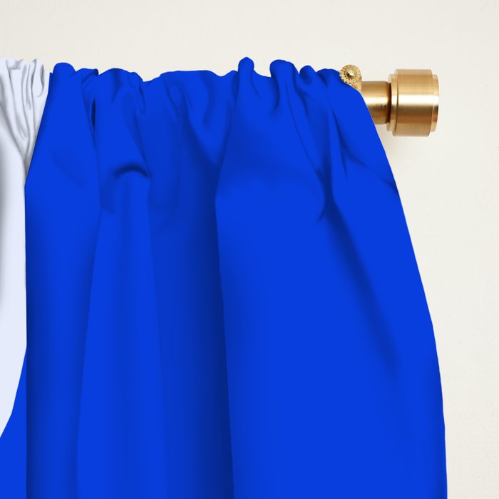 Happy Flower Retro Vibe Royal Blue and Light Blue Window Curtain Gallery Image 2