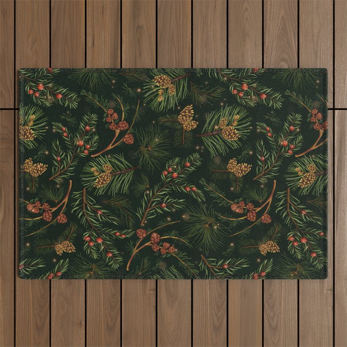 Christmas Spruce Dark Green Outdoor Rug Gallery Image 1