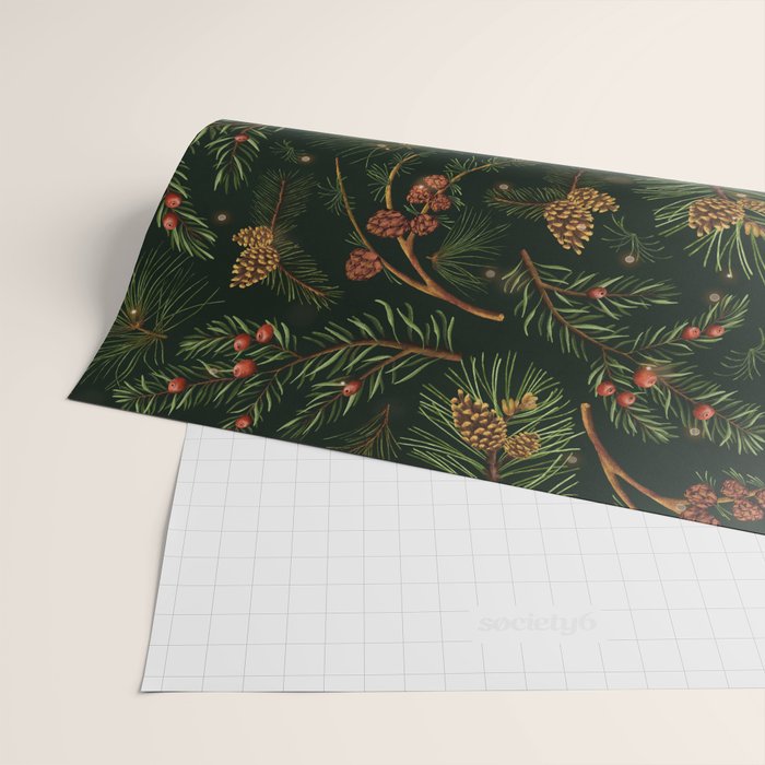 Christmas Spruce Dark Green Wrapping Paper Gallery Image 2