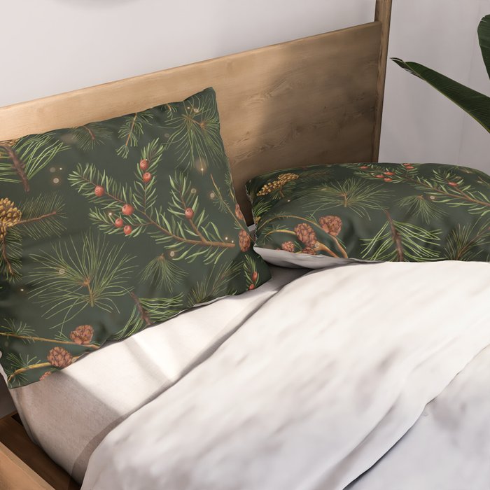 Christmas Spruce Dark Green Pillow Sham Gallery Image 2