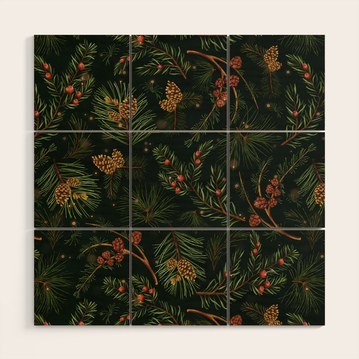 Christmas Spruce Dark Green Wood Wall Art Gallery Image 1