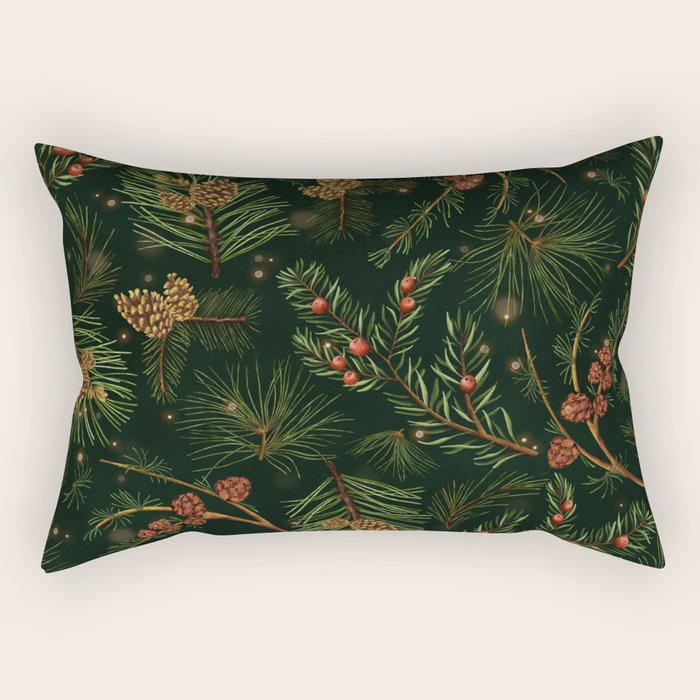 Christmas Spruce Dark Green Rectangular Pillow Gallery Image 2