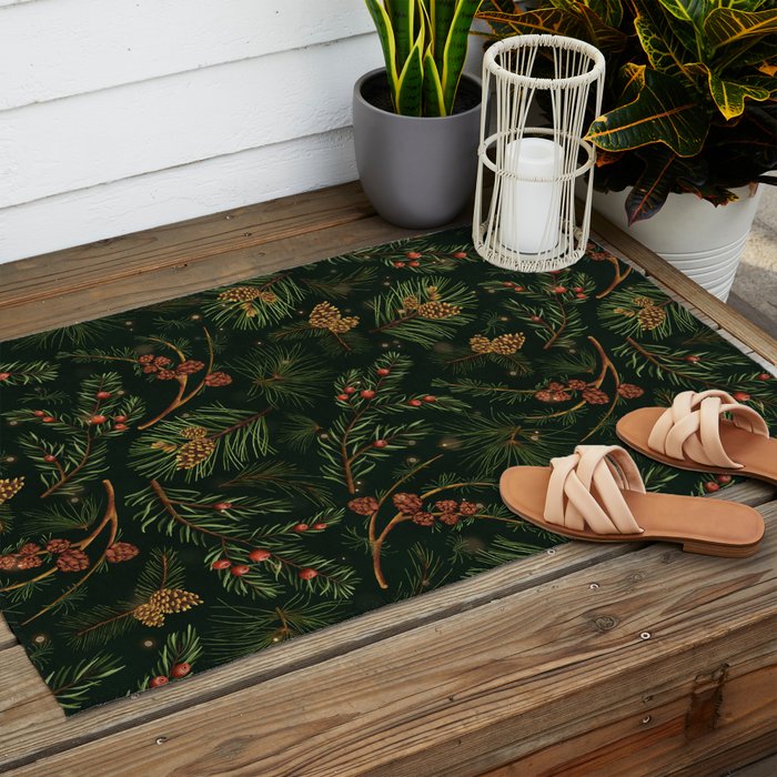 Christmas Spruce Dark Green Outdoor Rug Gallery Image 2