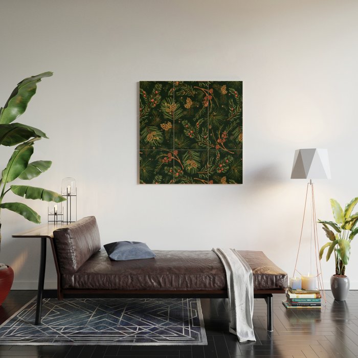 Christmas Spruce Dark Green Wood Wall Art Gallery Image 2