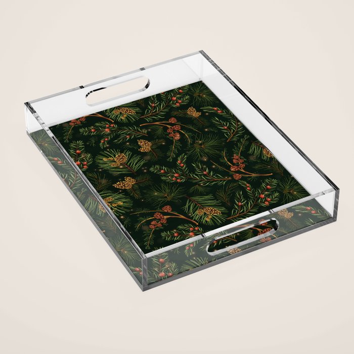 Christmas Spruce Dark Green Acrylic Tray Gallery Image 1