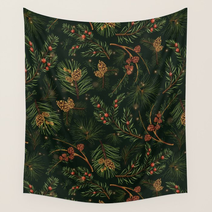 Christmas Spruce Dark Green Wall Tapestry Gallery Image 4
