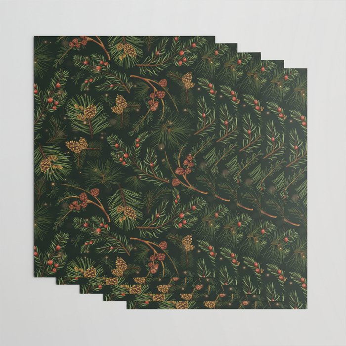 Christmas Spruce Dark Green Wrapping Paper Gallery Image 3