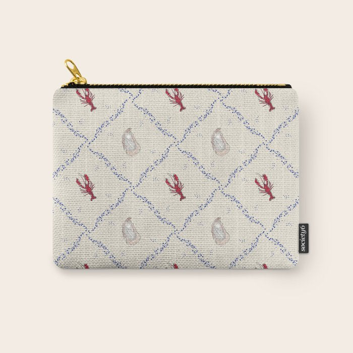 Oyster and Lobster Pattern Carry All Pouch Gallery Image 1