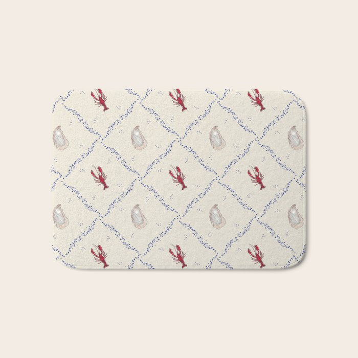 Oyster and Lobster Pattern Bath Mat Gallery Image 1