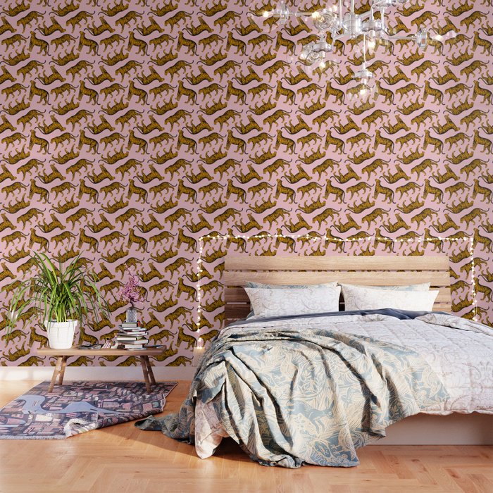 Tigers (Pink and Marigold) Wallpaper Gallery Image 1