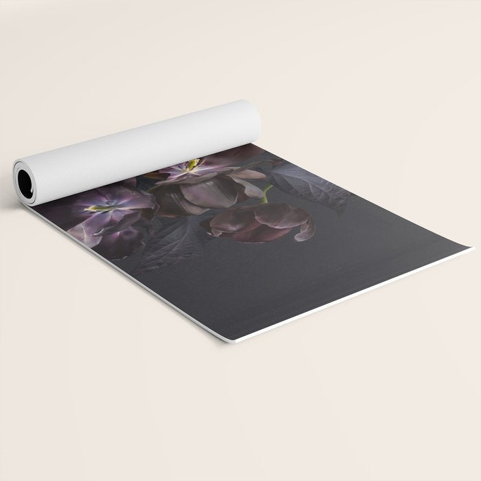 Black tulips on dark background Yoga Mat Gallery Image 2