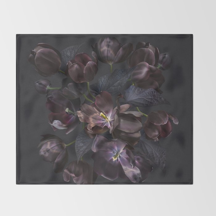 Black tulips on dark background Throw Blanket Gallery Image 2