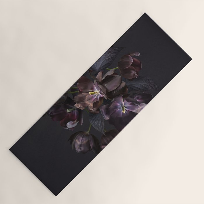 Black tulips on dark background Yoga Mat Gallery Image 1
