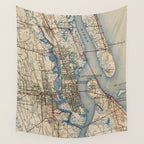 Vintage Map of St. Augustine Florida (1937) Wall Tapestry Gallery Image 4