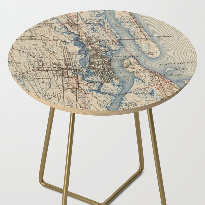 Vintage Map of St. Augustine Florida (1937) Side Table Gallery Image 2