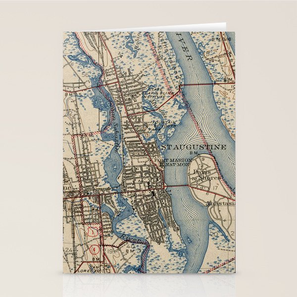Vintage Map of St. Augustine Florida (1937) Stationery Card Gallery Image 1