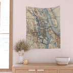 Vintage Map of St. Augustine Florida (1937) Wall Tapestry Gallery Image 2