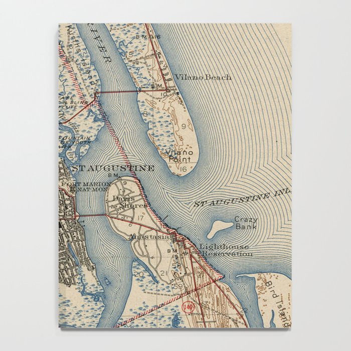 Vintage Map of St. Augustine Florida (1937) Notebook Gallery Image 4