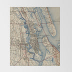 Vintage Map of St. Augustine Florida (1937) Throw Blanket Gallery Image 2