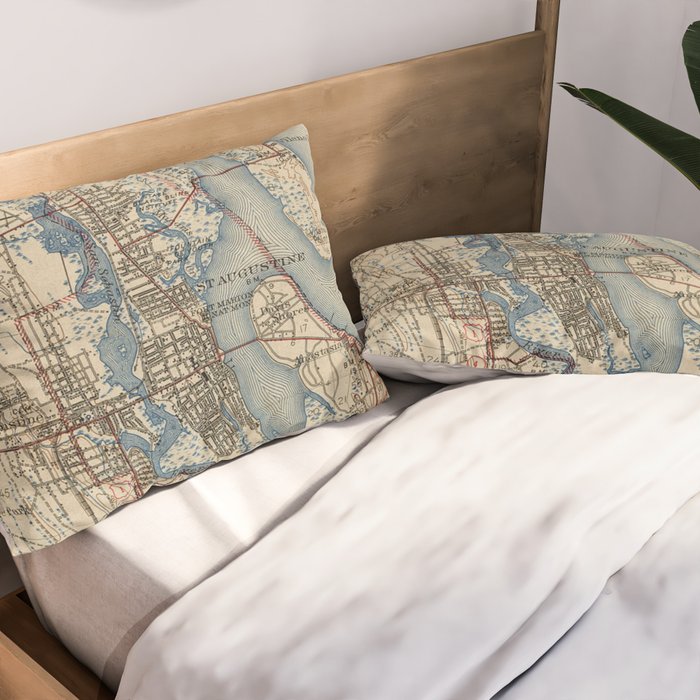 Vintage Map of St. Augustine Florida (1937) Pillow Sham Gallery Image 2