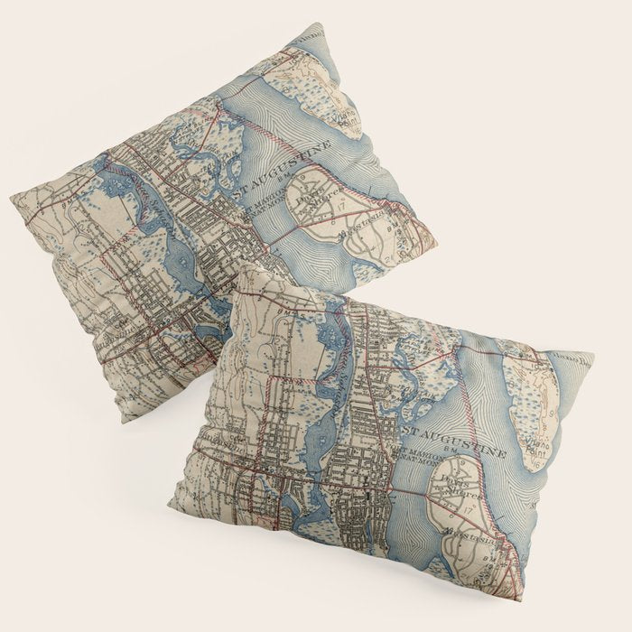 Vintage Map of St. Augustine Florida (1937) Pillow Sham Gallery Image 3