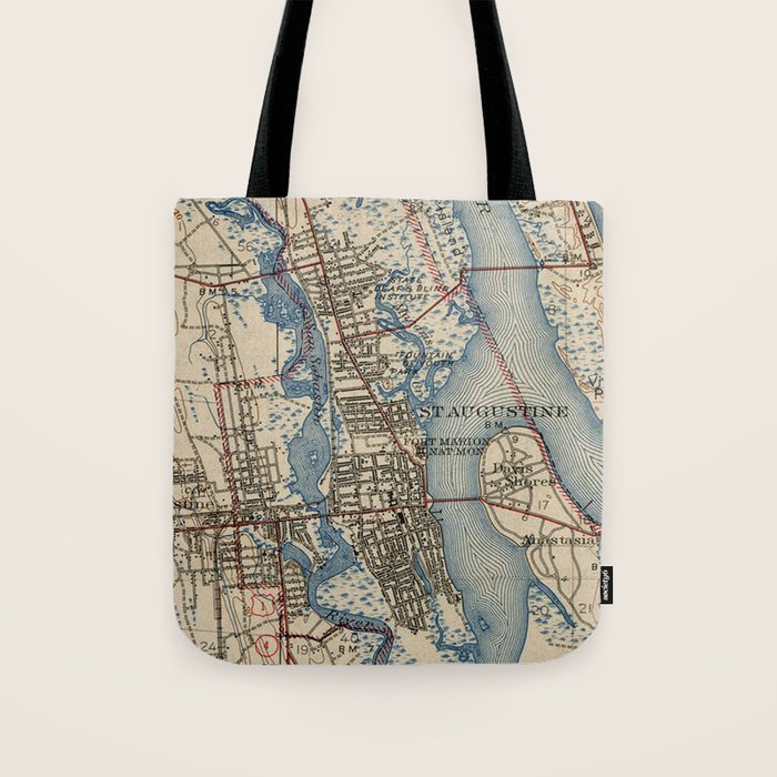 Vintage Map of St. Augustine Florida (1937) Tote Bag Gallery Image 1