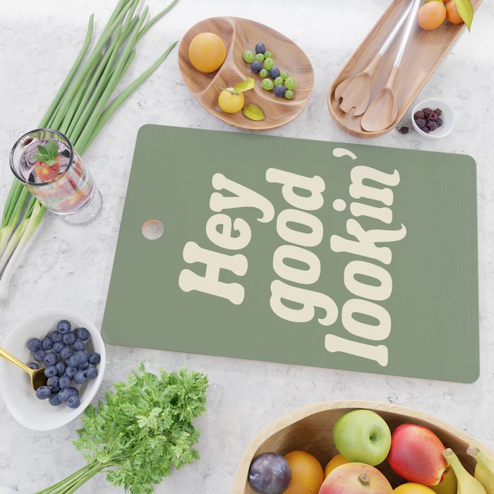 Hey Good Lookin' (Sage Cream) Cutting Board Gallery Image 2