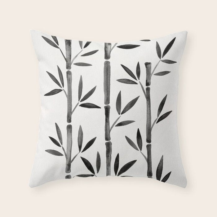 Black Bamboo Throw Pillow Gallery Image 6