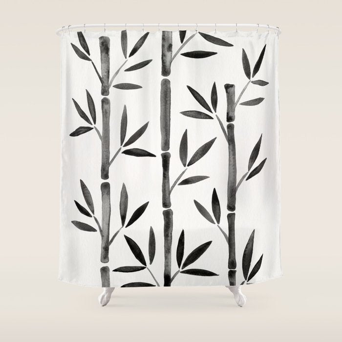 Black Bamboo Shower Curtain Gallery Image 1
