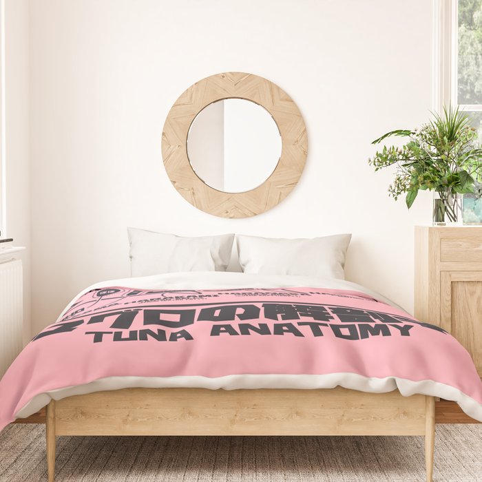 Tuna Anatomy Japanese Maguro Sushi - Coral Duvet Cover Gallery Image 3