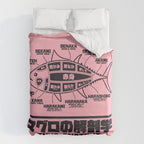 Tuna Anatomy Japanese Maguro Sushi - Coral Duvet Cover Gallery Image 6