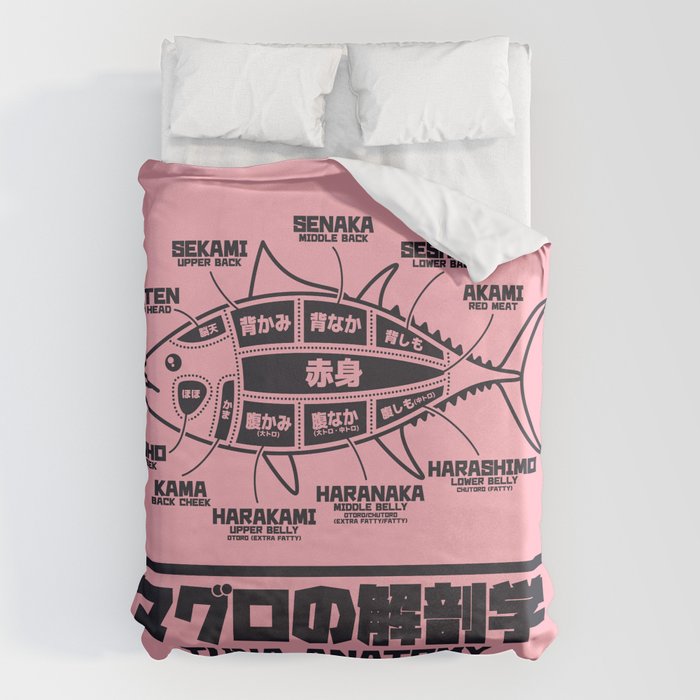 Tuna Anatomy Japanese Maguro Sushi - Coral Duvet Cover Gallery Image 6