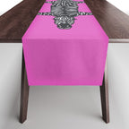 Modern abstract minimalistic zebras illustration in fuchsia pink background  Table Runner Gallery Image 1